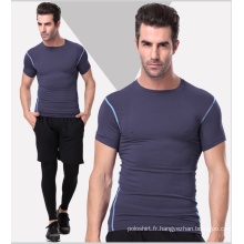 T-shirt de gymnastique Spandex simple / Polyester Sportswear pour les hommes